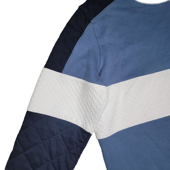 A. Tiziano Men's XL Colorblock Crewneck quilted Sweater Blue White & Navy - Picture 6 of 8